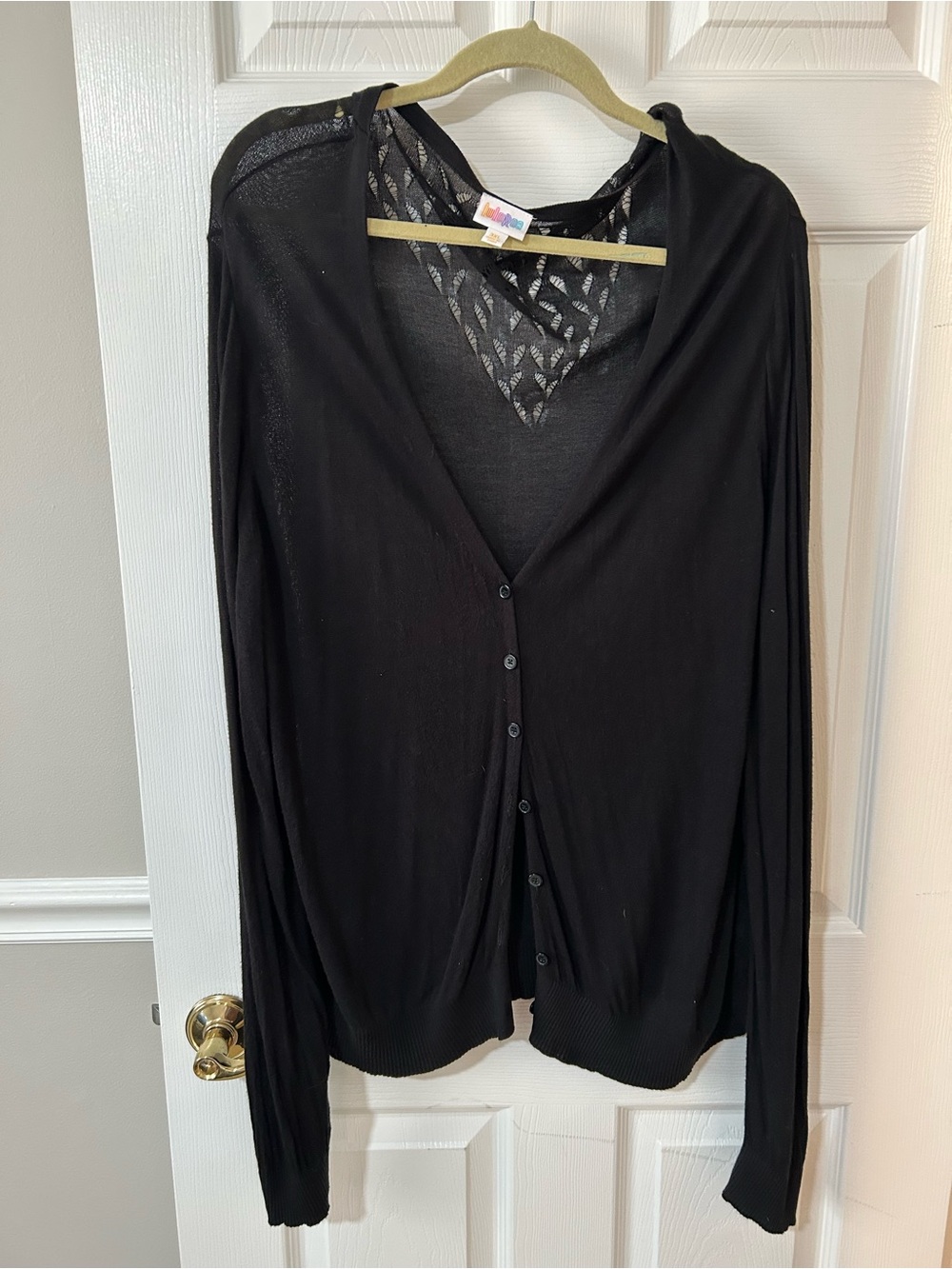 LuLaRoe 3X Black Button-Front Women's Lightweight Cardigan